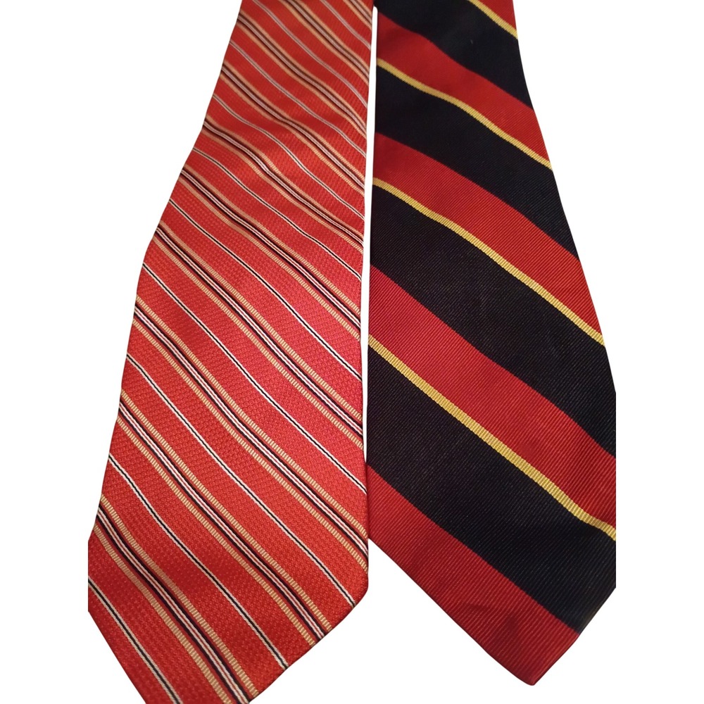 Lot 2 Jos A Bank Polo Ralph Lauren Mens Silk Neckties Striped Red Blue Italy